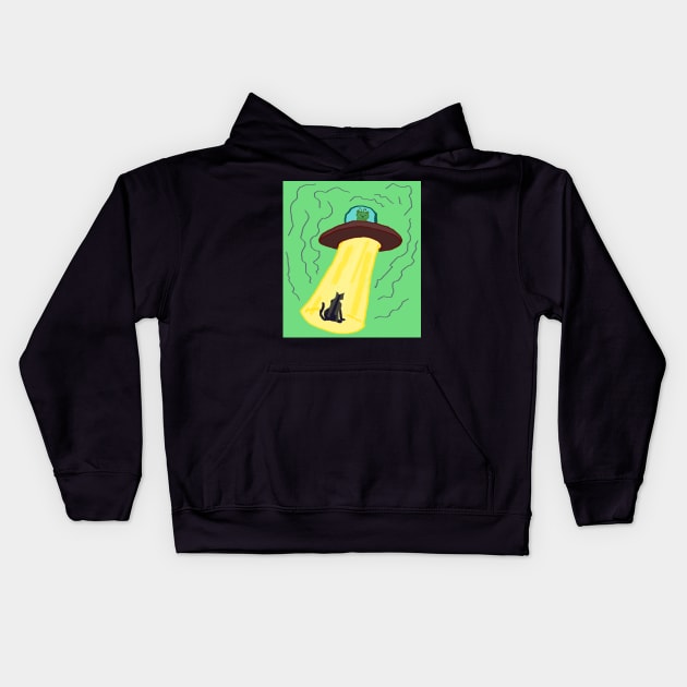 Alien cat abduction Kids Hoodie by Alien-thang